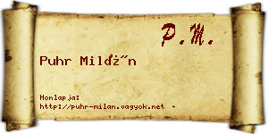 Puhr Milán névjegykártya